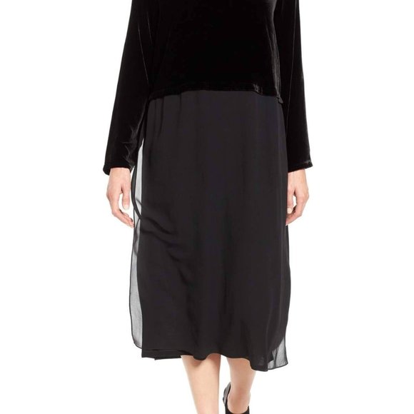 378.00 NWT EILEEN FISHER BLACK VELVET 2 PIECE DUSTER SET GORGEOUS! - Picture 4 of 8